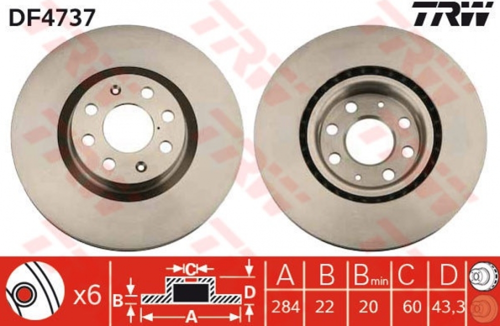 Set discuri frana fata Opel Corsa E 284mm TRW